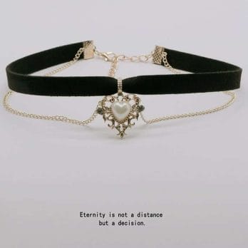 Vintage Kpop Velvet Black Choker Love Heart Pendant Imitation Pearls Short Chain Necklace for Women Girls Gifts Party 6