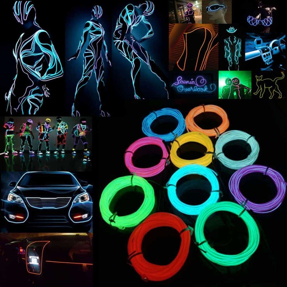 Glow EL Wire Cable LED Neon Christmas Dance Party DIY Costumes Clothing Luminous Car Light Decoration Clothes Ball Rave 1m/3m/5m 3