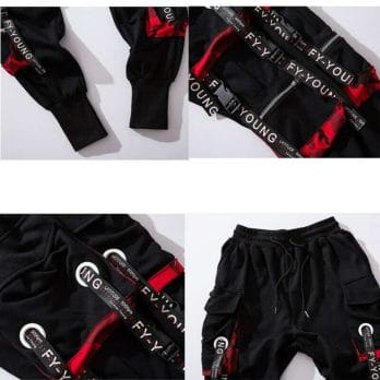 Hip Hop Joggers Men Letter Ribbons Cargo Pants Pockets Track Tactical Casual Techwear Male Trousers Sweatpants Sport Streetwear 6