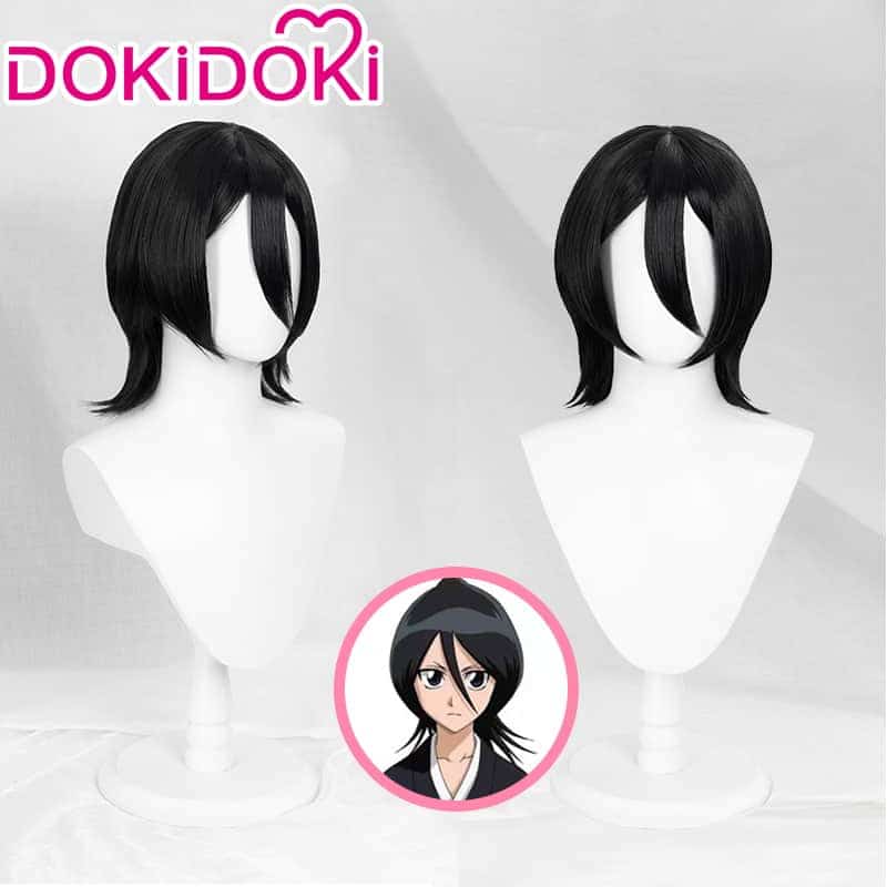 DokiDoki Anime Bleach Cosplay Kuchiki Rukia Cosplay Wig Women Halloween Rukia Cosplay Black Hair Heat Resistant Synthetic 1