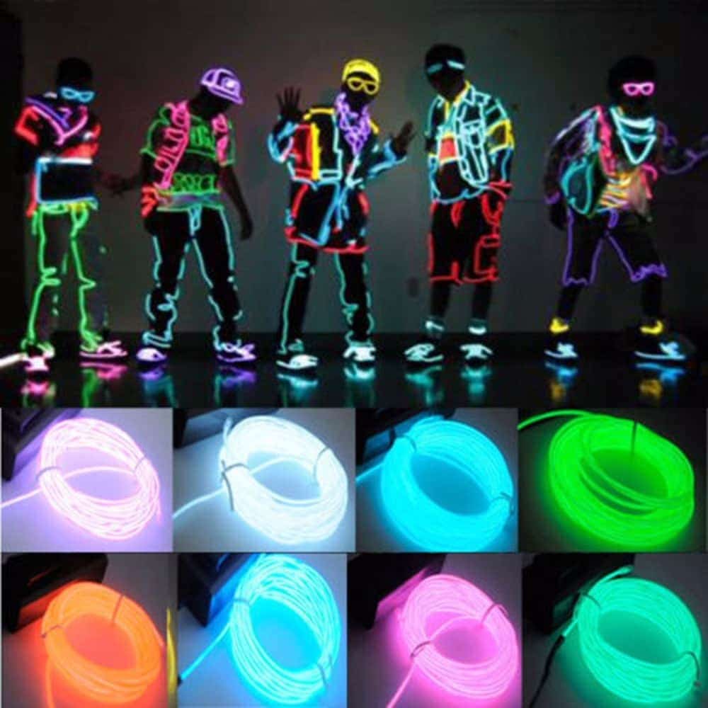 Glow EL Wire Cable LED Neon Christmas Dance Party DIY Costumes Clothing Luminous Car Light Decoration Clothes Ball Rave 1m/3m/5m 1