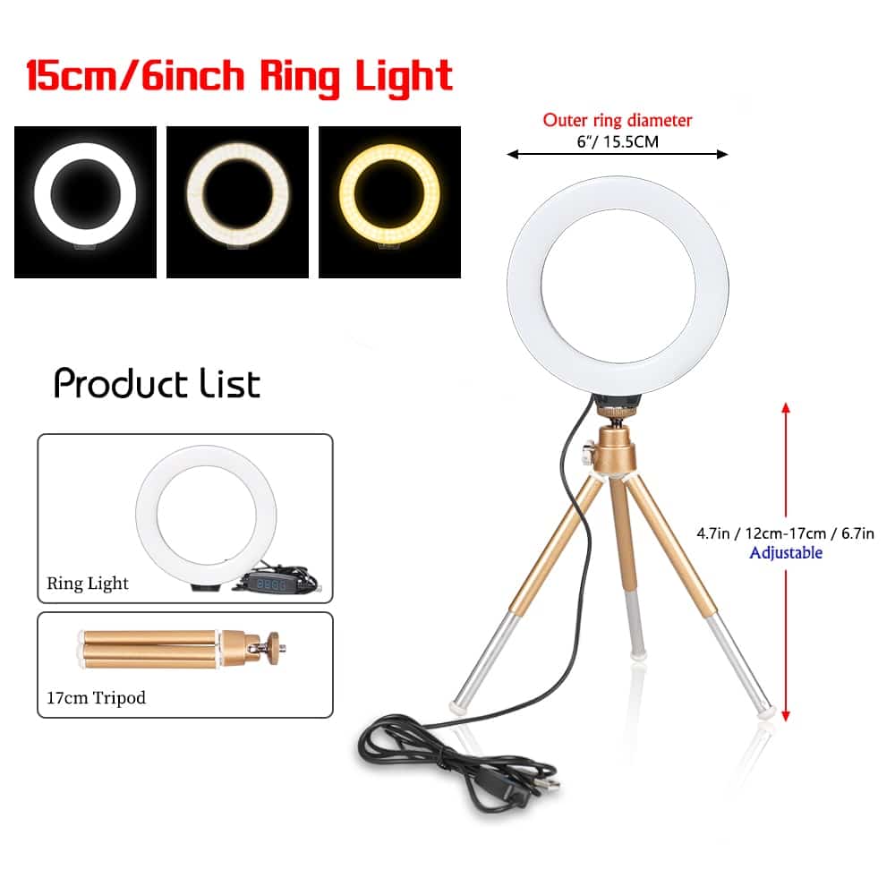 6 Zoll USB Ringlicht Lampe Selfie Leuchte Social Media Content Creator Licht 4