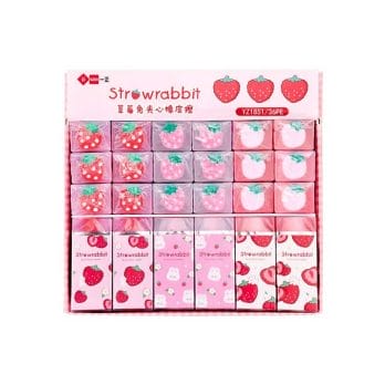 Sweet Strawberry Rabbit Soft Rubber Eraser Kawaii School Office Supplies for Students Cool Prizes Stationery Korean 6