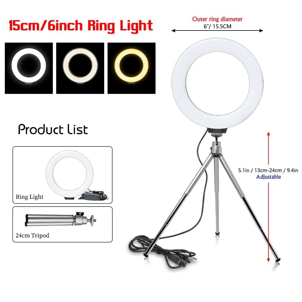 6 Zoll USB Ringlicht Lampe Selfie Leuchte Social Media Content Creator Licht 5
