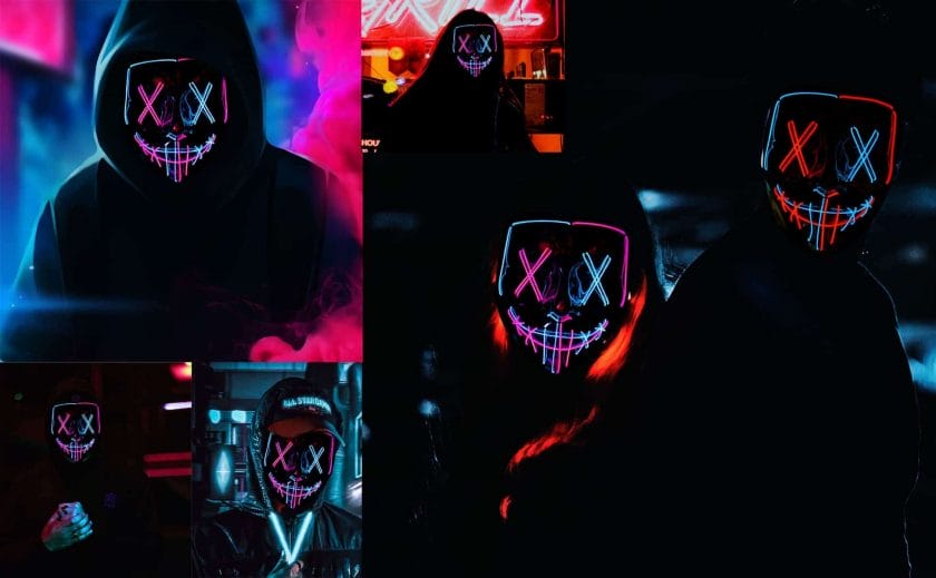 2022 Halloween Maske LED Light up Cyberpunk 25