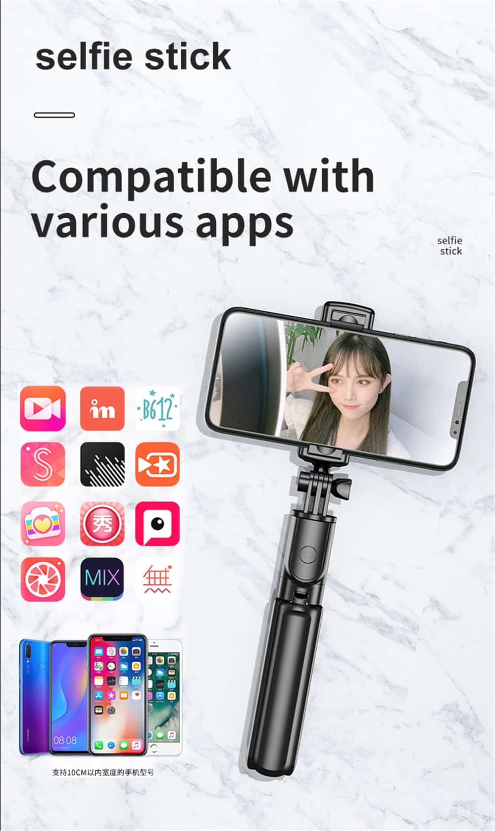 Wireless Bluetooth Selfie Stick Handy iPhone Android 52