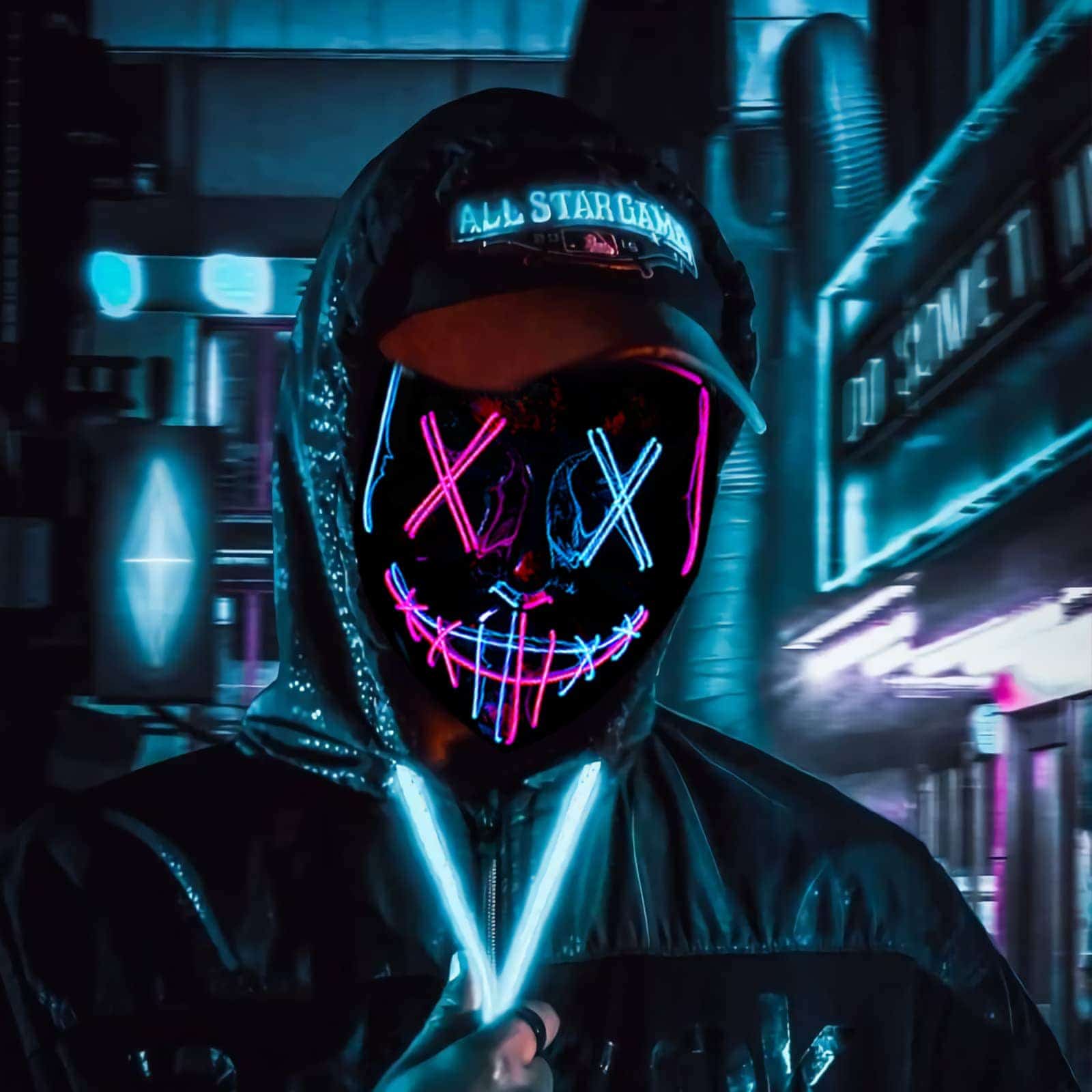 2022 Halloween Maske LED Light up Cyberpunk 4