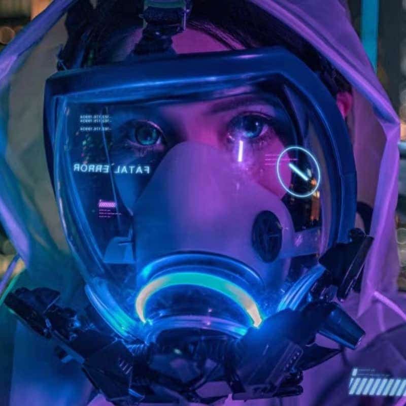 Cyberpunk Gasmaske Scifi Helm Maske LED 7