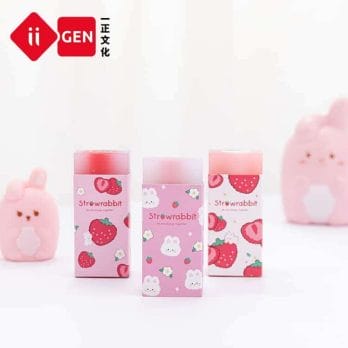 Sweet Strawberry Rabbit Soft Rubber Eraser Kawaii School Office Supplies for Students Cool Prizes Stationery Korean 3