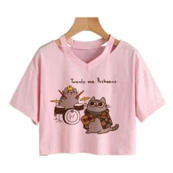 T Shirt Cat Kawaii Crop Top 2