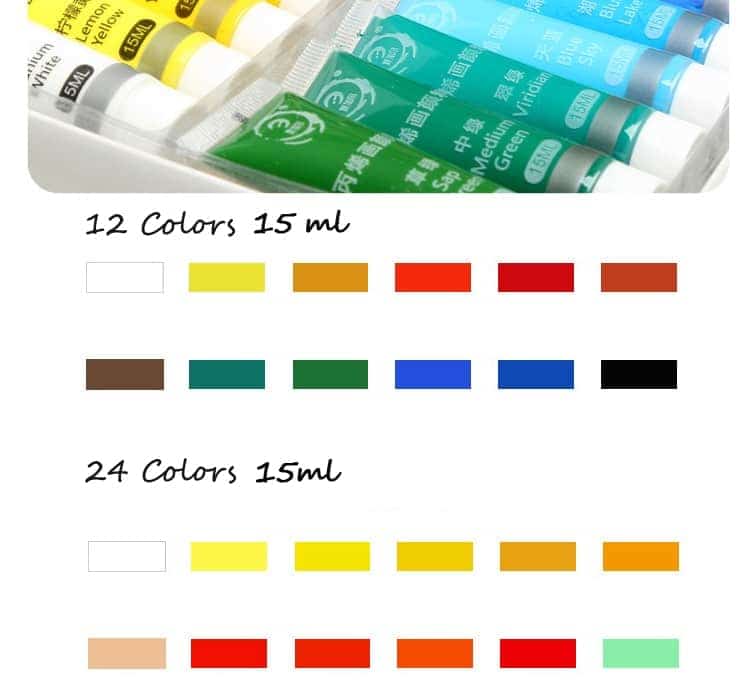 12/24 Colors 15ML Acrylfarben Set Cosplay Crafting Farben 11