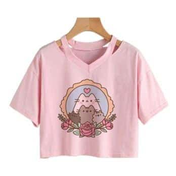 T Shirt Cat Kawaii Crop Top 4