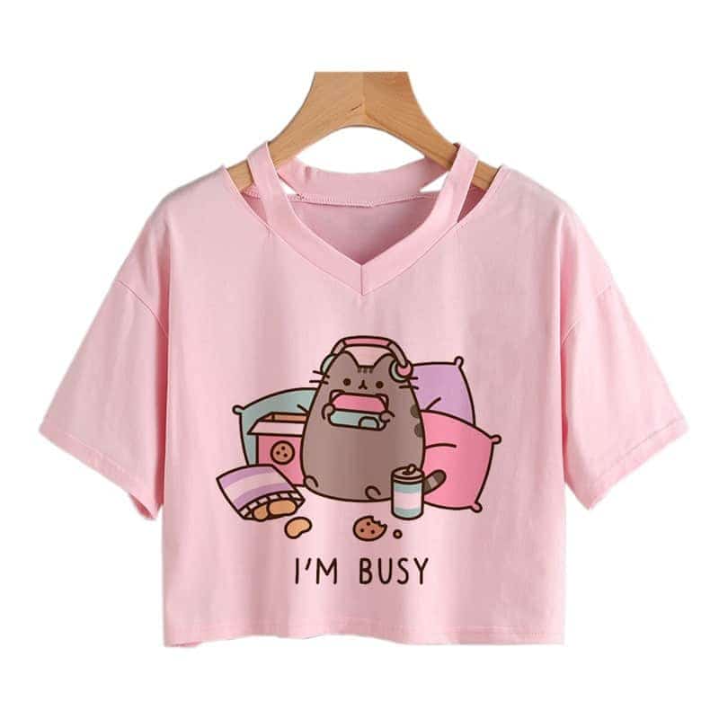 T Shirt Cat Kawaii Crop Top 1