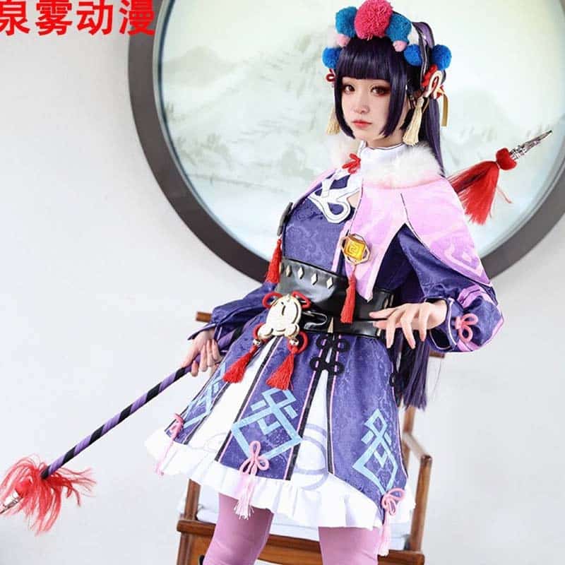 Jacquard Fabric Genshin Impact Liyue Geo Yunjin Cosplay Costume Yun Jin Full Set Hat Wig Suit Role Play Lolita Dress Outfit 69