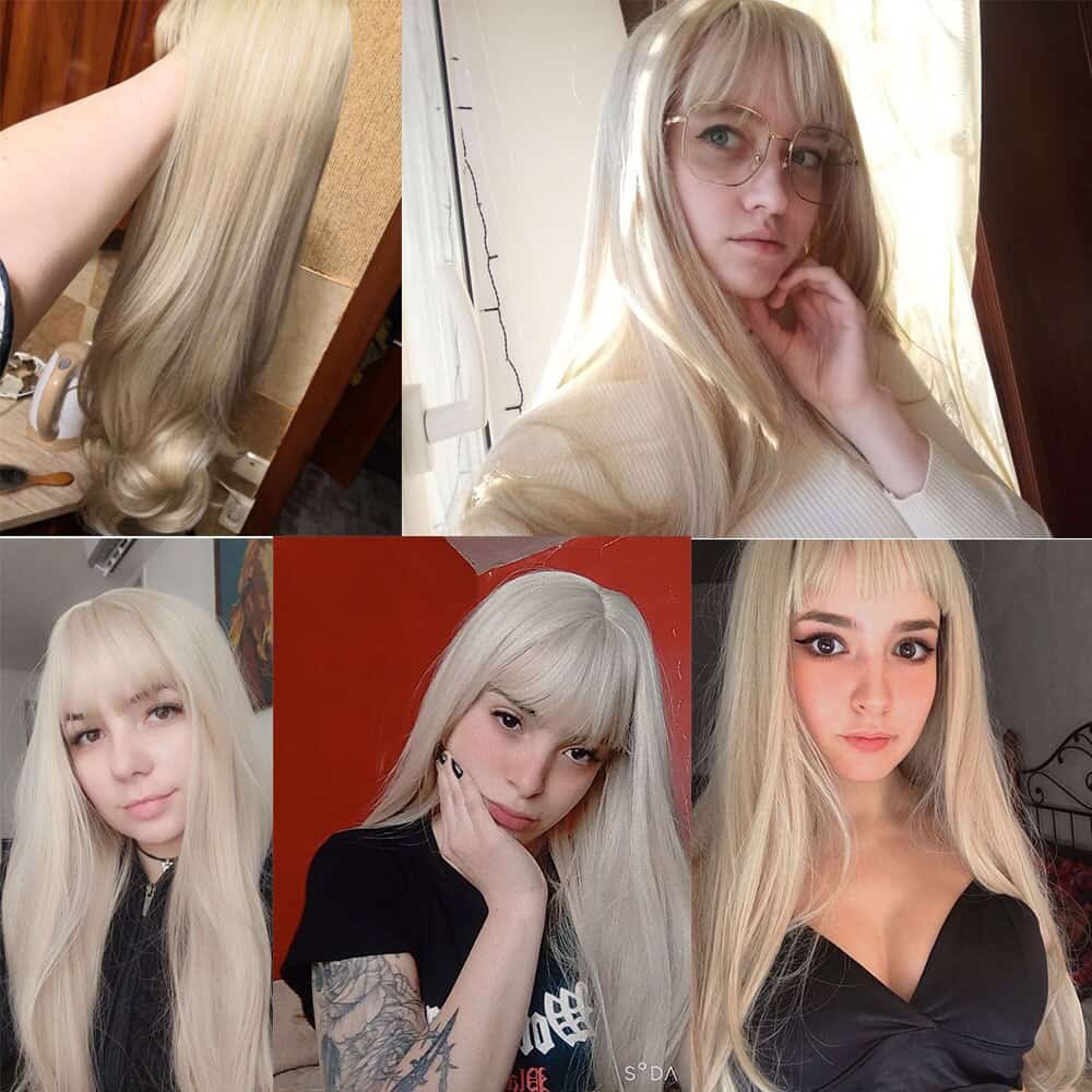 Lange Wig blonde Perücke 3