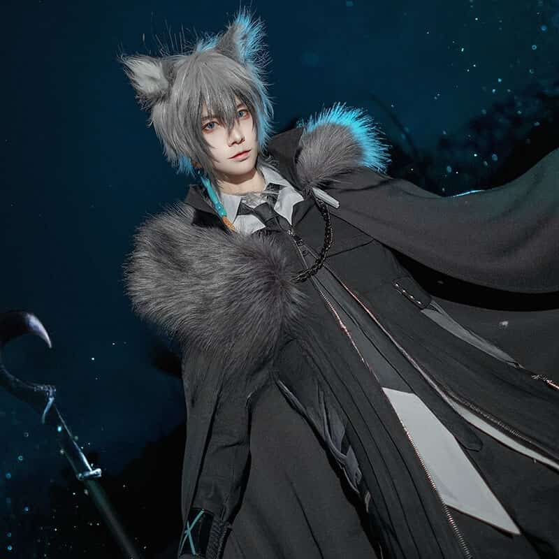 Game Arknights Guard SilverAsh Cosplay Costume Silver Ash Men's Black Delux Halloween Outfit COSPLAYONSEN Custom made 1