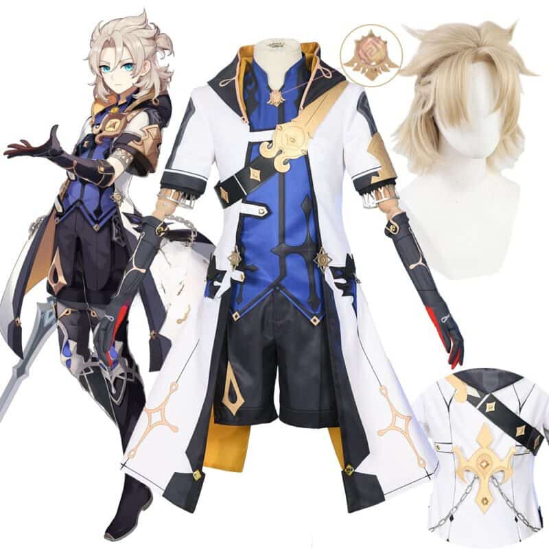 Game Genshin Impact Albedo Cosplay Costume Wigs Anime Uniforms Halloween Carnival Outfits Custom Made Men Costumes 1