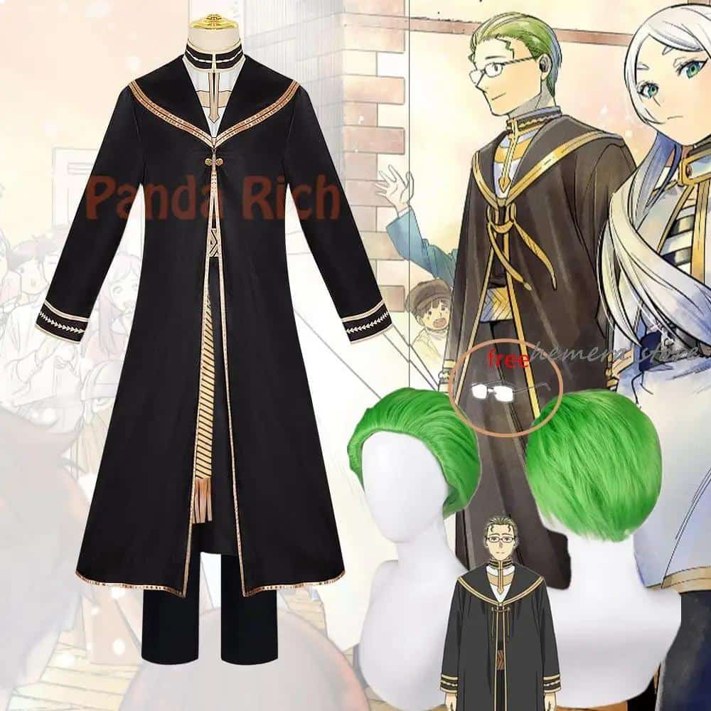 Frieren Beyond Journey's End Heiter Cosplay Anime Costume Wig Priest Uniform Cloak Glasses Green Hair Halloween Party Women Men 1