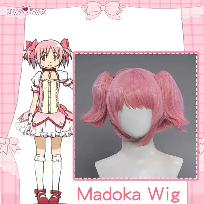 UWOWO Anime Puella Magi Madoka Magica Cosplay Wig Kaname Madoka Wig Short Pink Hair 1
