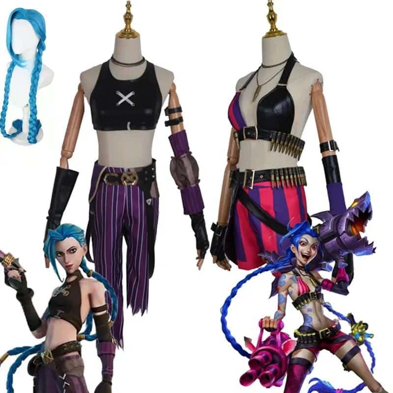 2024 New Anime Costumes For Women League Of Legend Cosplay Jinx LOL League Of Legends Anime Jinx Costume With Wig 1
