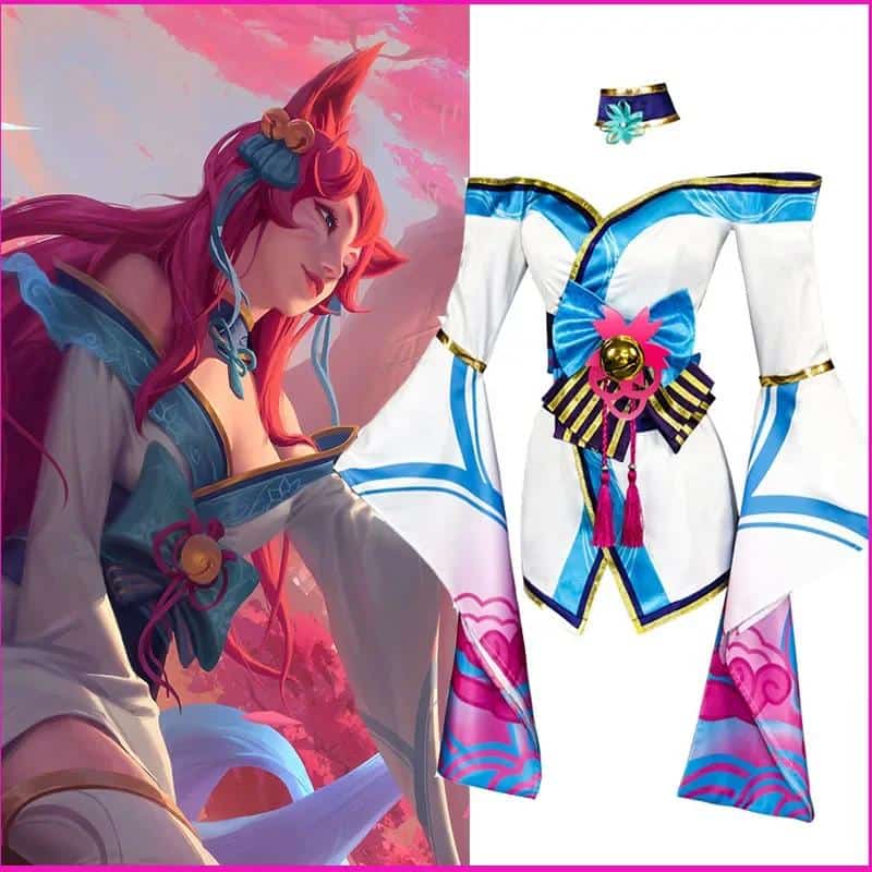 Ahri Cosplay Costume Spirit Blossom League of Legends Cosplay Outfits Wig Halloween Game Costumes for Women Girl 1