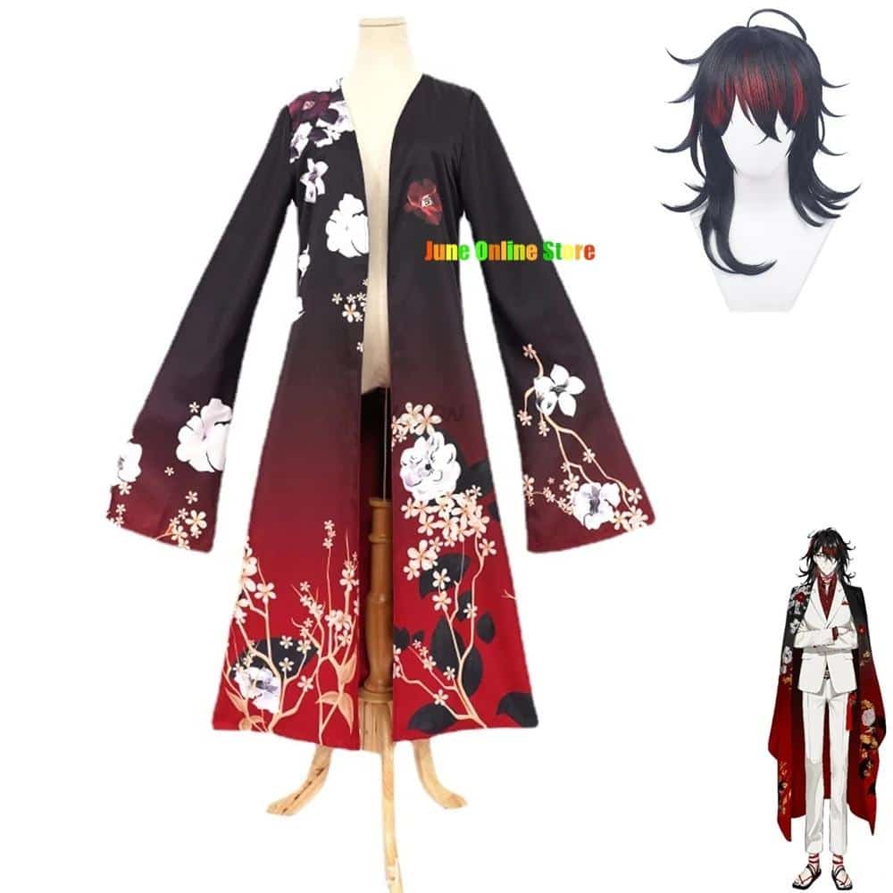Vox Akuma Cosplay Anime Virtual YouTuber Costume Daddy NIJISANJI Wig Gradient Color Printing Cloak Cape Man Woman Halloween Suit 1