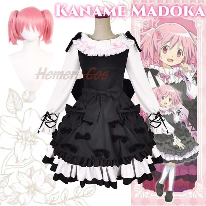 Anime Puella Magi Madoka Magica Cosplay Kaname Madoka Cosplay Costume Magica Wig Lolita Skirt Woman Uniform Cosplay Dress Set 1