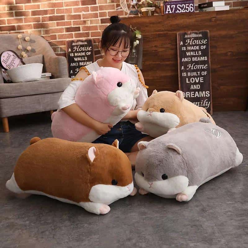 Cartoon Hamster Plush Toy Soft Hamster Long Bolster Cute Stuffed Animals Pillow Birthday Gifts Home Decor 1