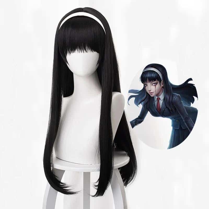 Kawakami Tomie Cosplay Identity V Yidhra Long Straight Black Cosplay Wig Anime Heat Resistant Synthetic Halloween Party Wigs 1