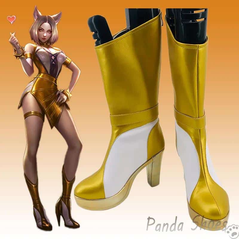 LOL Ahri Cosplay Shoes Anime Game League of Legends Cos Golden Long Boot Fox Ahri Cosplay Costume Prop Shoes for Halloween Party 1