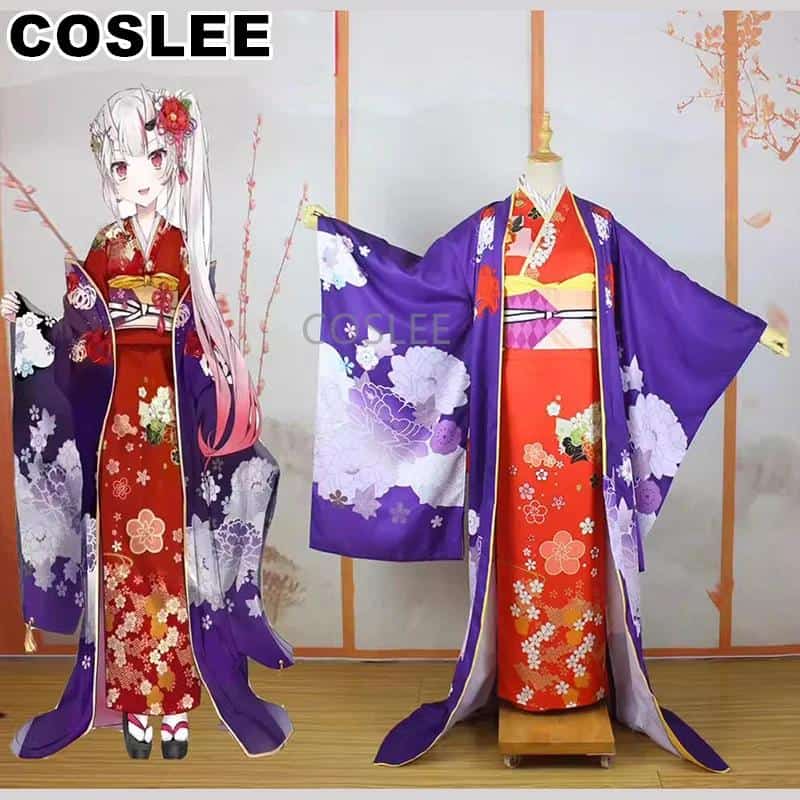 Hololive Vtuber Nakiri Ayame Cosplay Costume Kimono Bathrobe Uniform Haori Role Play Halloween Party Outfit Customized 1