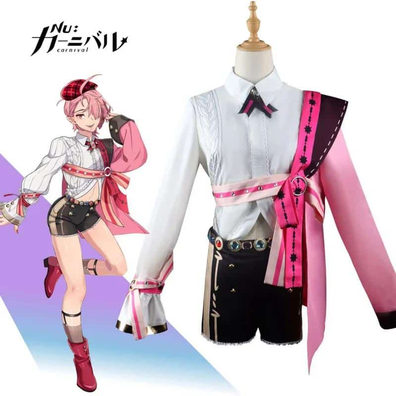 Aster Cosplay Costume Wig Game Nu: Carnival Aster Cosplay Outfits Halloween Carnival Suit Short Pink Hair Halloween Role Play 1