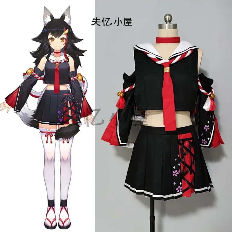 Azur Lane Vtuber Hololive Okami Mio Cosplay Costume Halloween Party Outfit Custom Made Any Size 2