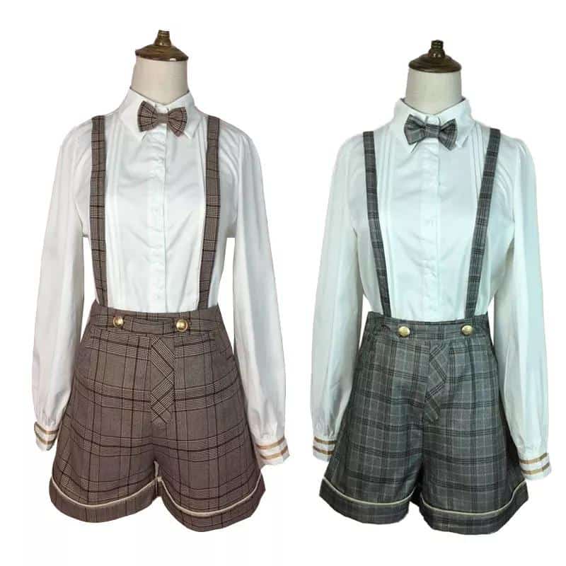 Ouji Kodona Cosplay Outfit Suits Boys Lolita Blouse Shirt Jumper Shorts Suspender Set Cute Japanese Clothing For Men 1