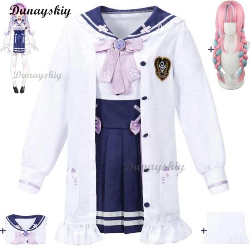 YouTuber VTuber Hololive Minato Aqua Cosplay Costume Wig Anime Loli Lolita School Sailor JK Uniform Halloween Role Play Suit 1