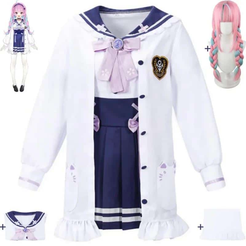 YouTuber VTuber Hololive Minato Aqua Cosplay Costume Wig Anime Loli Lolita School Sailor JK Uniform Halloween Role Play Suit 1
