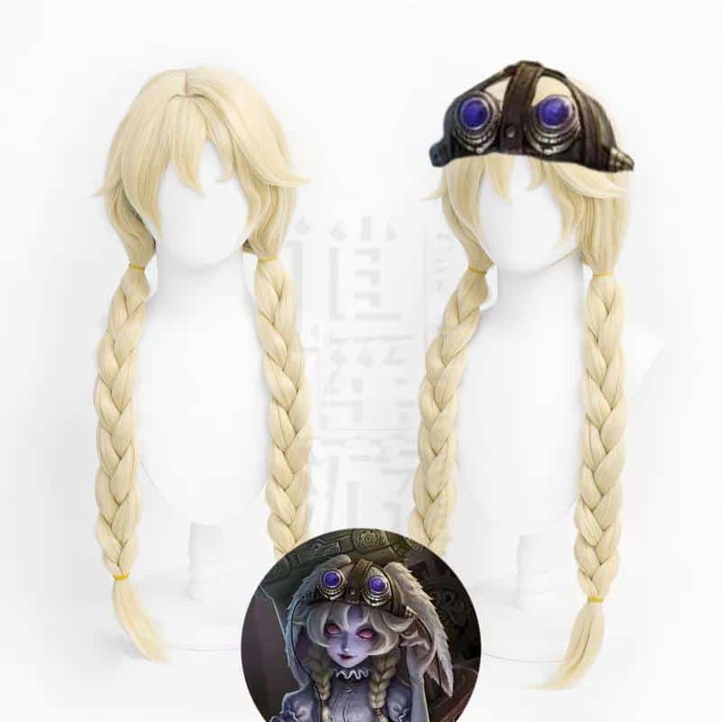 Game Identity V Galatea  Sculptor Cosplay Wigs Double Horse Heat Resistant Synthetic Hair Wigs Halloween Party +Wig Cap 1