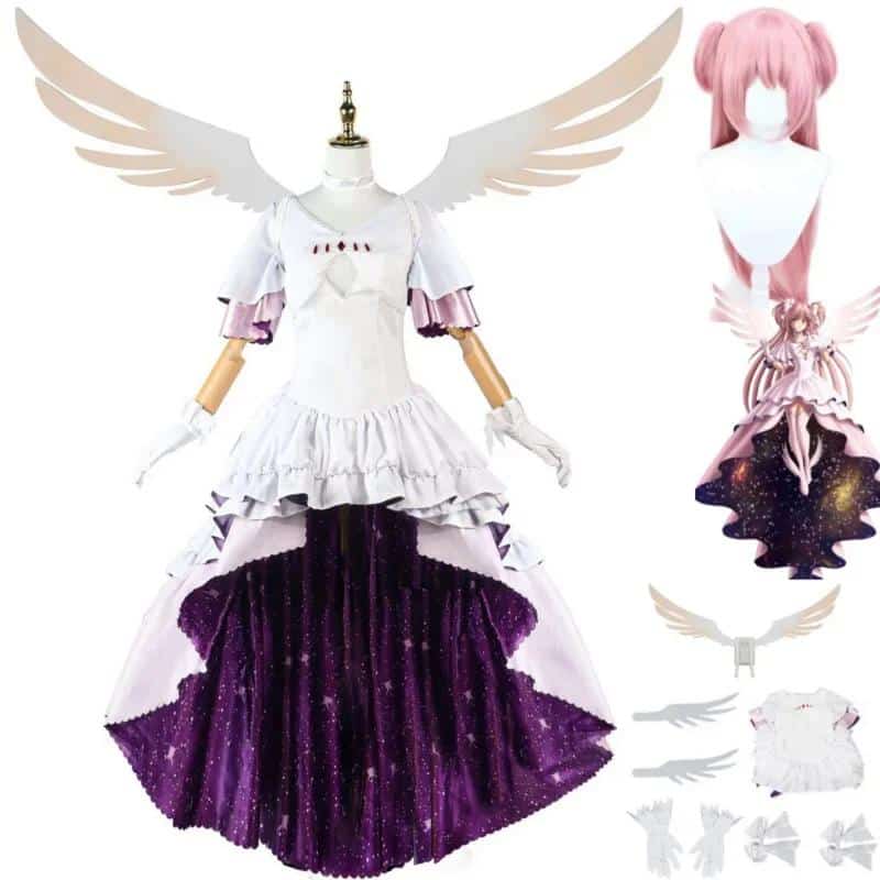 Anime Puella Magi Madoka Magica Kaname Madoka Cosplay Costume Goddess Skirt Evening Dress Wing Woman Sexy Carnival Suit 1
