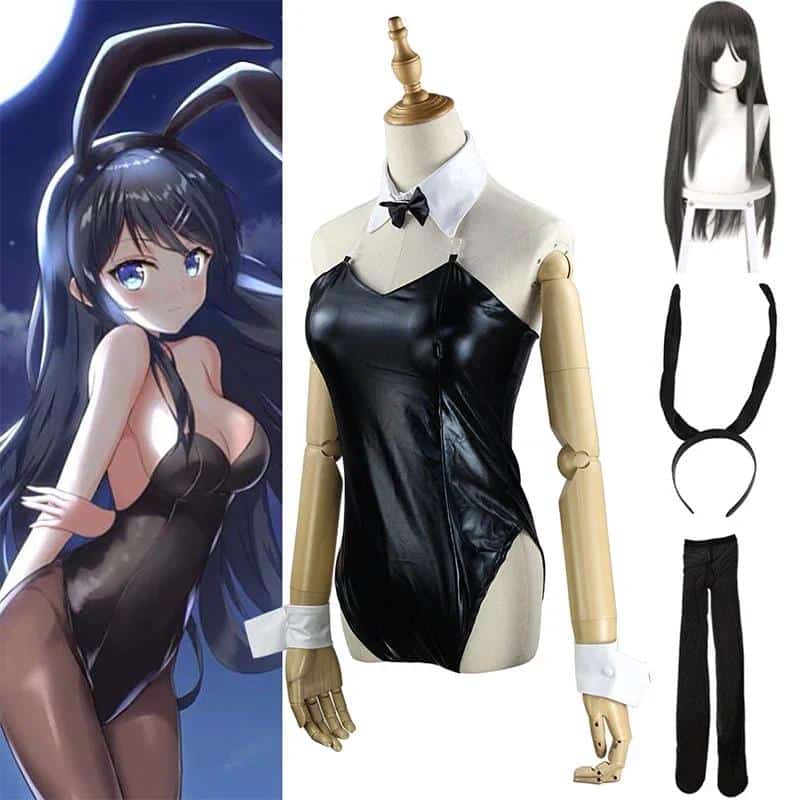 Sakurajima Mai Cosplay Costume for Girls Halloween Women Black Sexy Jumpsuit Rascal Does Not Dream of Bunny Girl Senpai 1