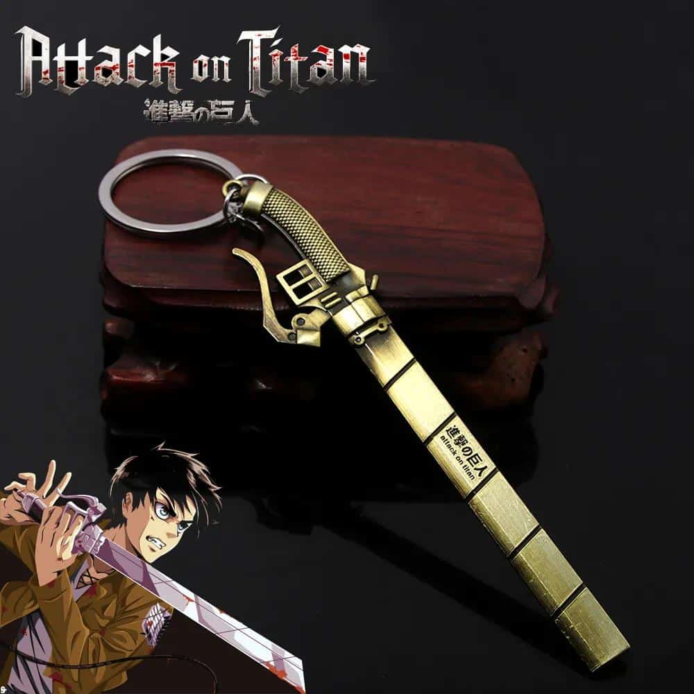 Anime Attack On Titan Eren Sword Keychain Shingeki No Kyojin Wings Of Liberty Pendant Car Keyring For Fans Cosplay Jewelry 1