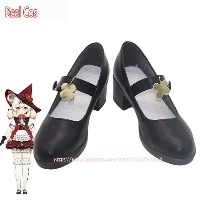 RealCos Game Genshin Impact Klee Cosplay Shoes Cute Witch Cosplay Prop Halloween Carnival Boots PU Leather Shoes Custom Made 1
