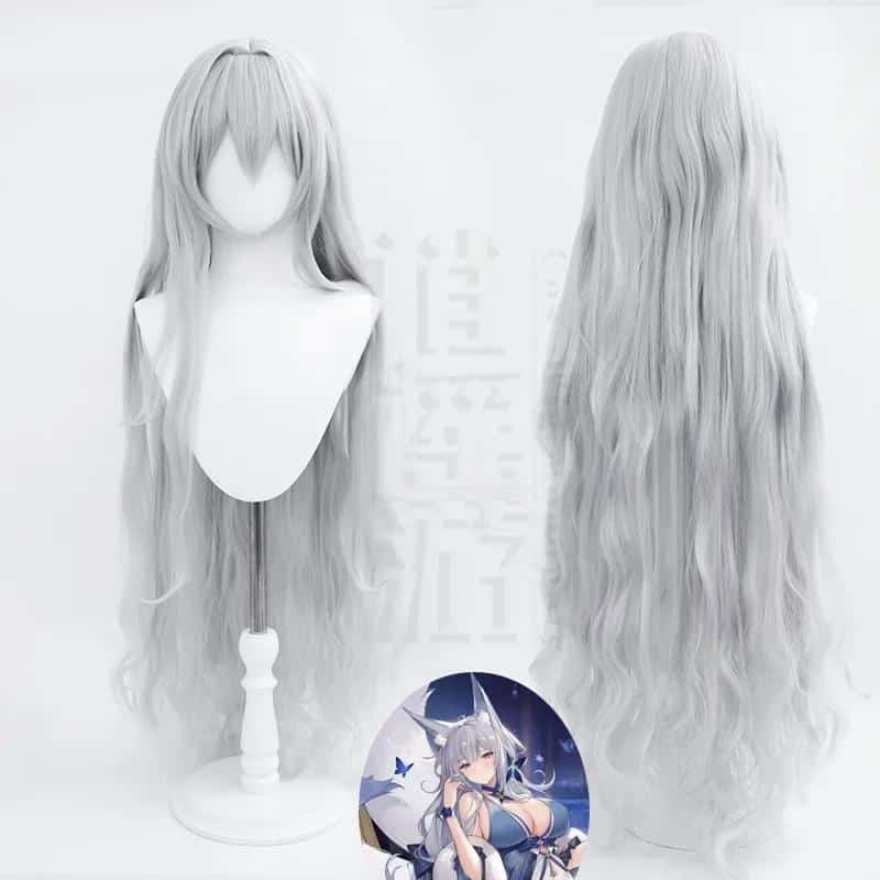 Shinano Cosplay Wig Game Azur Lane Women Heat Resistant Synthetic Gray Cosplay Wig Shinano Cosplay 115cm Silvery Grey Hair 1