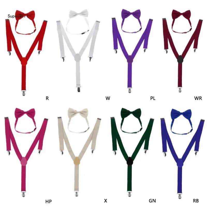 Unisex Adjustable Y-Back Suspenders Bow Tie Hosenträger 1