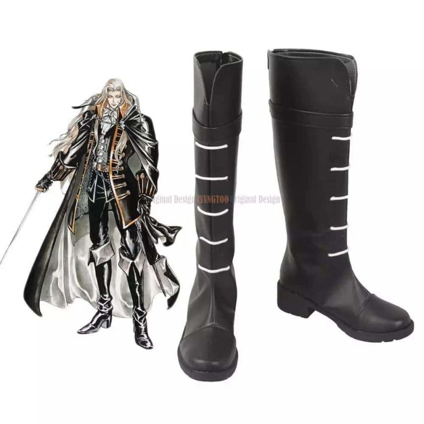 Alucard Black Shoes Cosplay Castlevania Adrian Farenheights Tepes Cosplay Boots Leather Shoes Custom Made 1