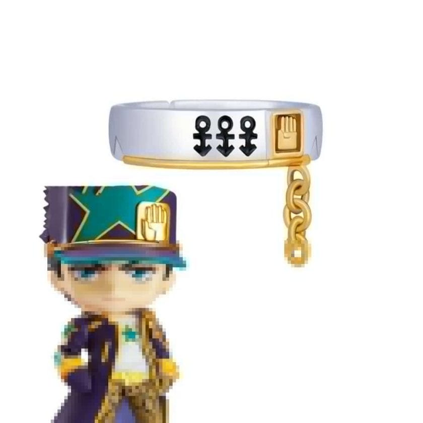 Anime JoJo's Bizarre Adventure Rings Kujo Jotaro Cosplay Jewelry Prop Accessories Ring Metal Adjustable Unisex Gift 1