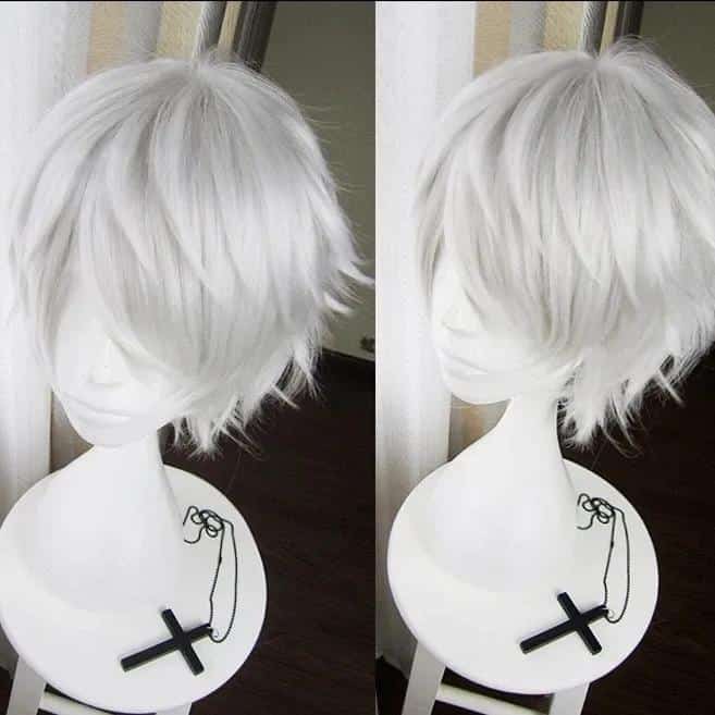 Anime Tokyo Ghoul Kaneki Ken Wigs Short Silver White Heat Resistant Hair Cosplay Wig 1
