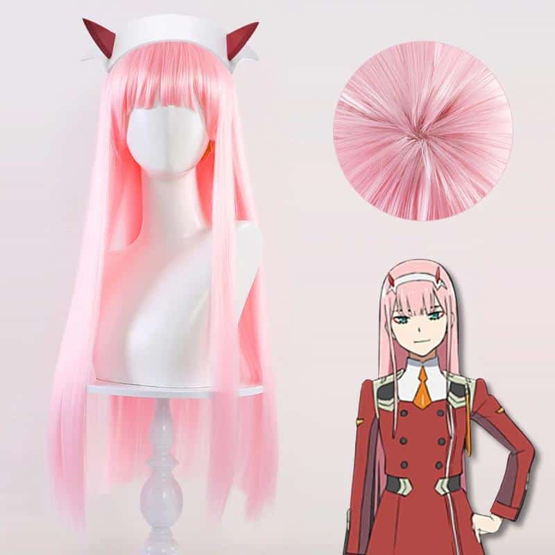 Anime DARLING in the FRANXX 02 Cosplay Wigs Long Wig Cosplay Wig Role Play Pink Color Cos Synthetic Wig 1