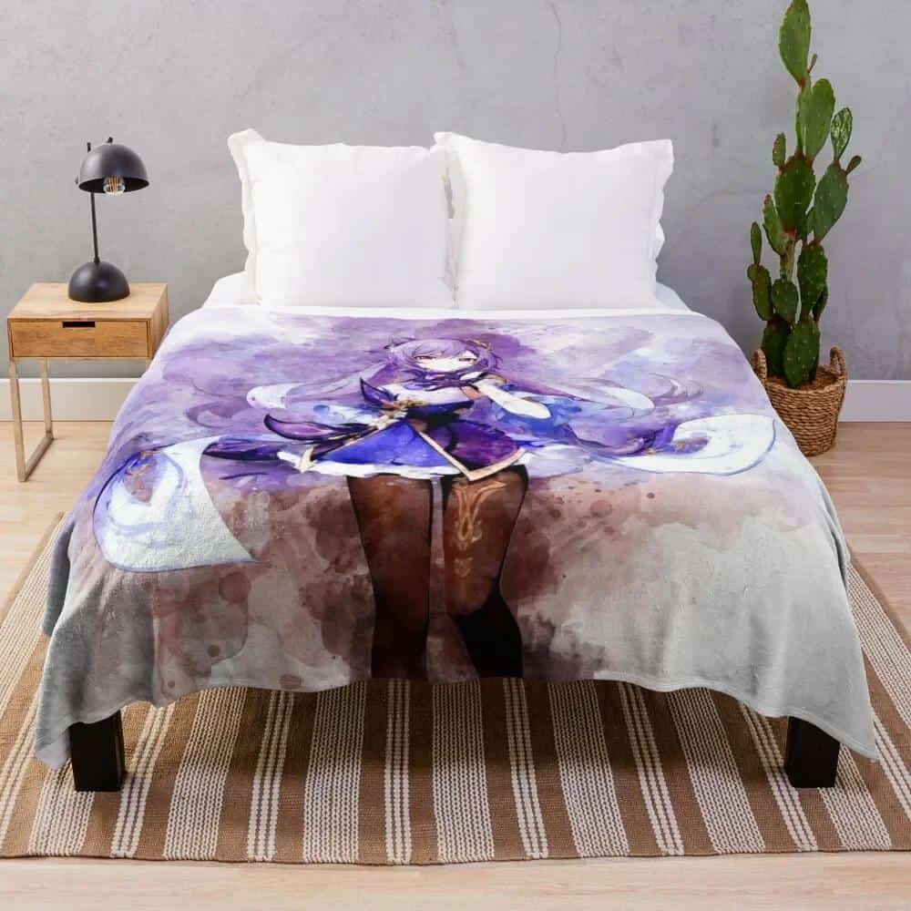 Genshin Impact - Keqing Throw Blanket Decorative Sofa Fluffy Shaggy sofa bed Blankets 1