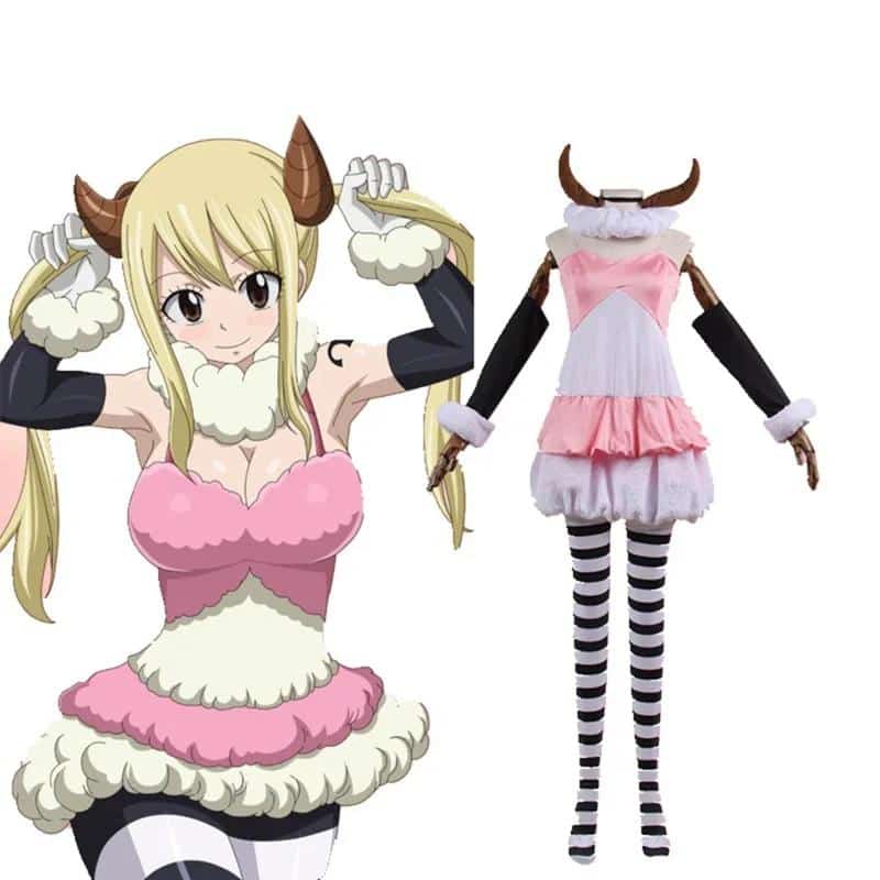 Unisex Anime Cos FAIRY TAIL Lucy Heartfilia Aries Cosplay Costumes Outfit Halloween Christmas Uniform Custom Size 1