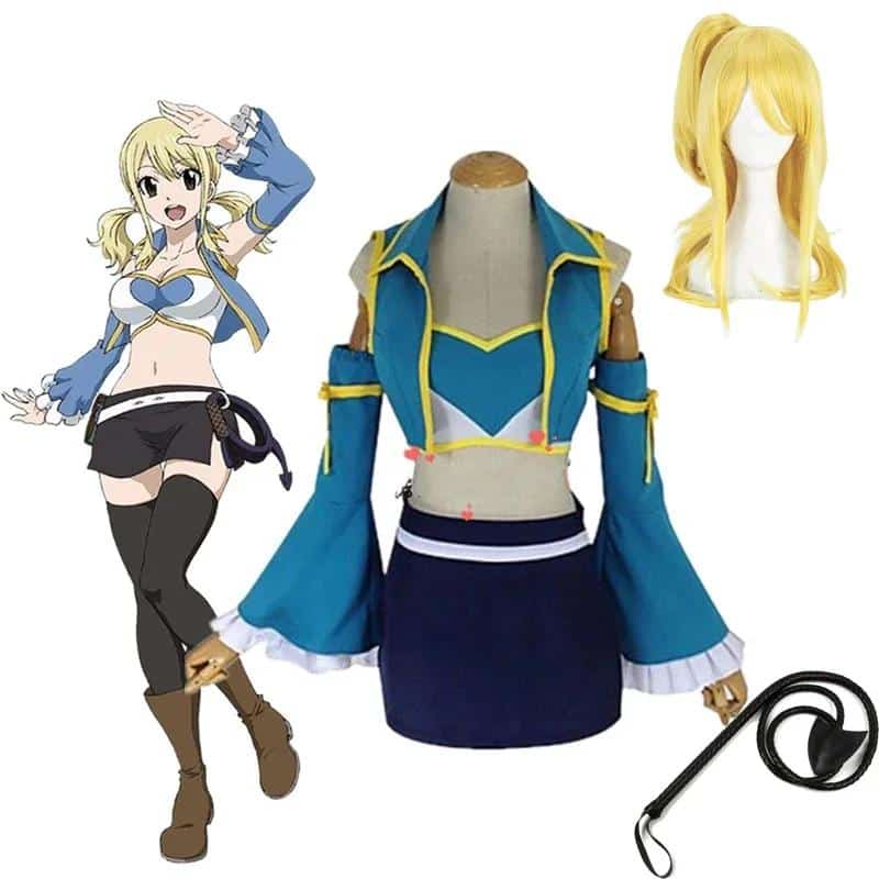 Lucy Heartfilia Fairy Tail 7 Years Later Lolita Cosplay Costume Girls Sailor School Uniform Skirt Outfit Halloween Party Dress 1